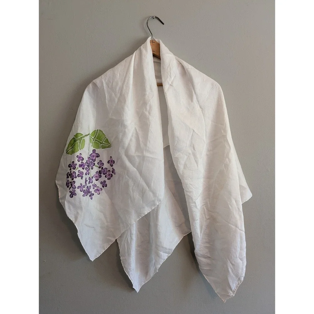 100% Silk Scarf Watercolor Flowers 40